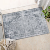 Silver Grey Paisley Medallion Washable Rug